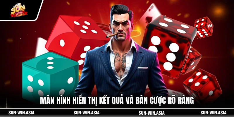 Màn hình hiển thị kết quả và bàn cược rõ ràng